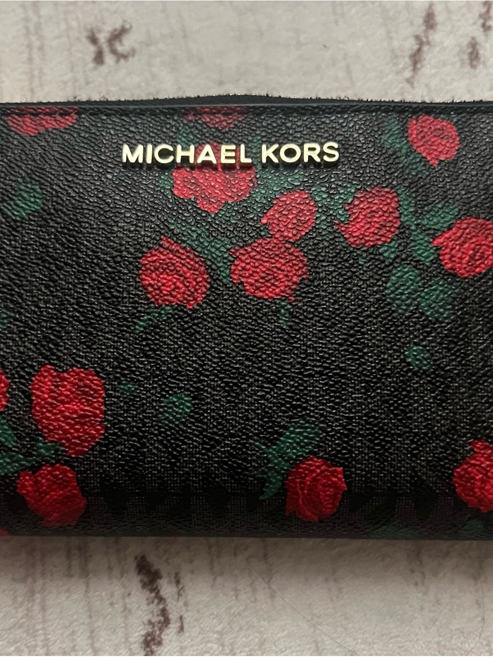 MICHAEL KORS Wallet - Red Rose Print